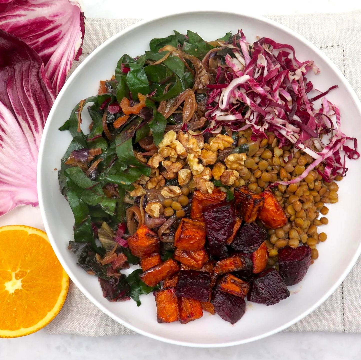 Sautéed lentils and greens bowl