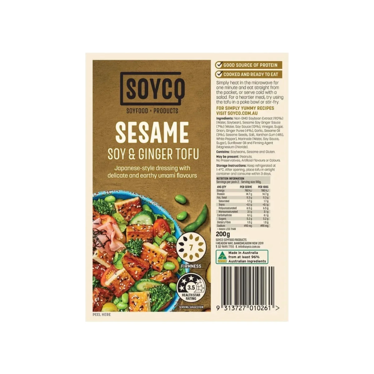 Soyco Sesame Soy & Ginger Tofu (200g).