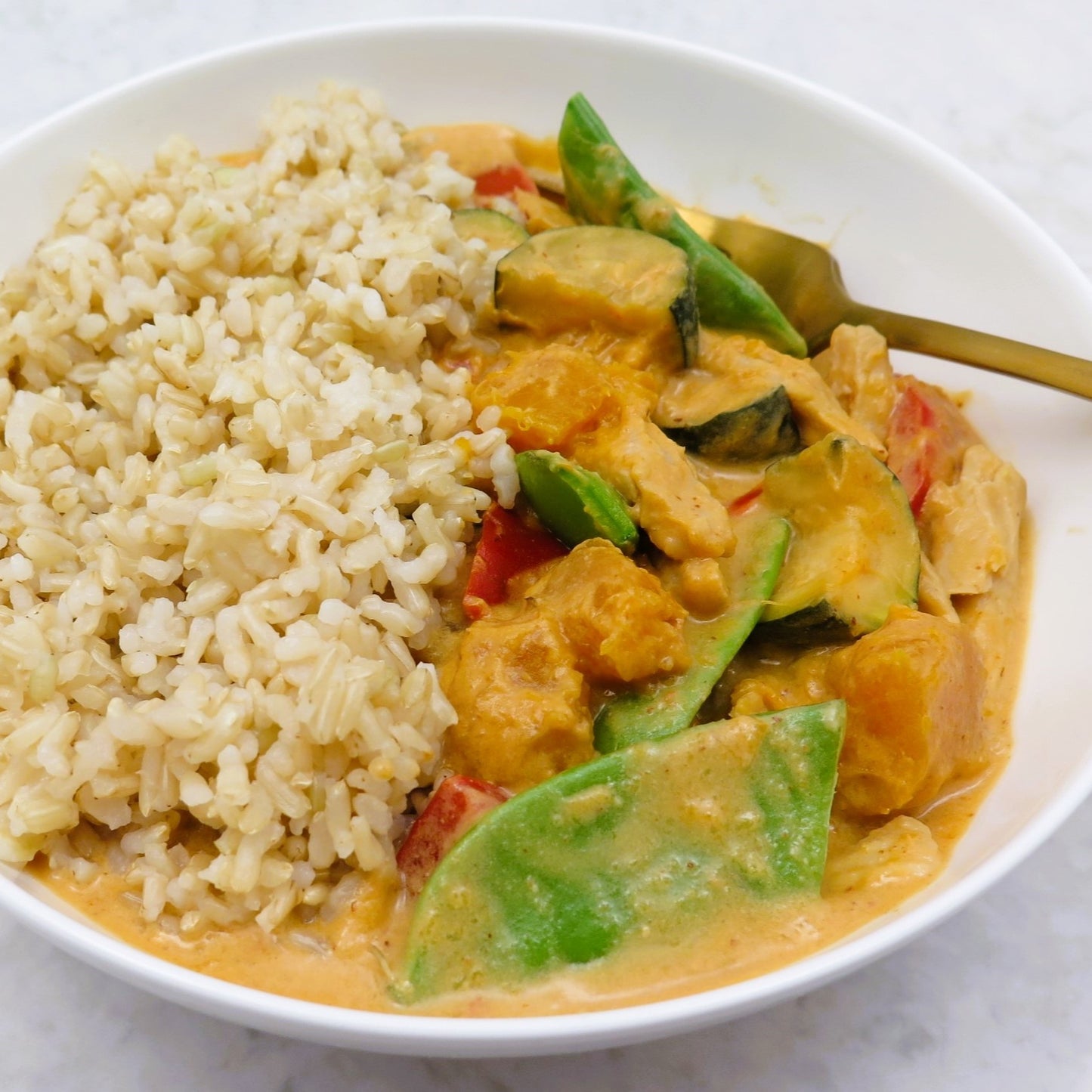 Hearty vegetable red Thai curry with tofu