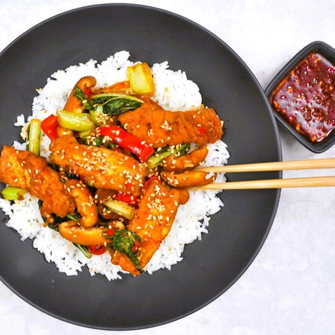 Tofu bulgogi and mixed vegetables
