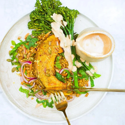 Roasted pumpkin and lentils