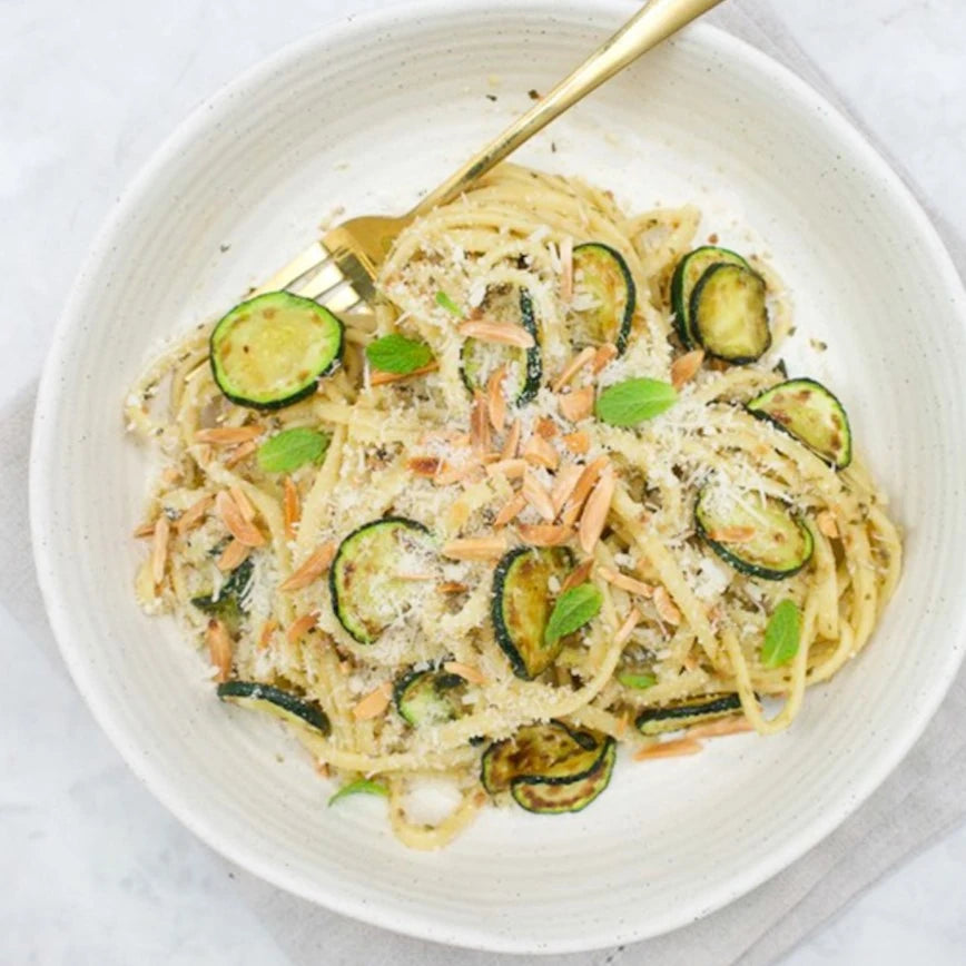 Pan-fried zucchini linguine