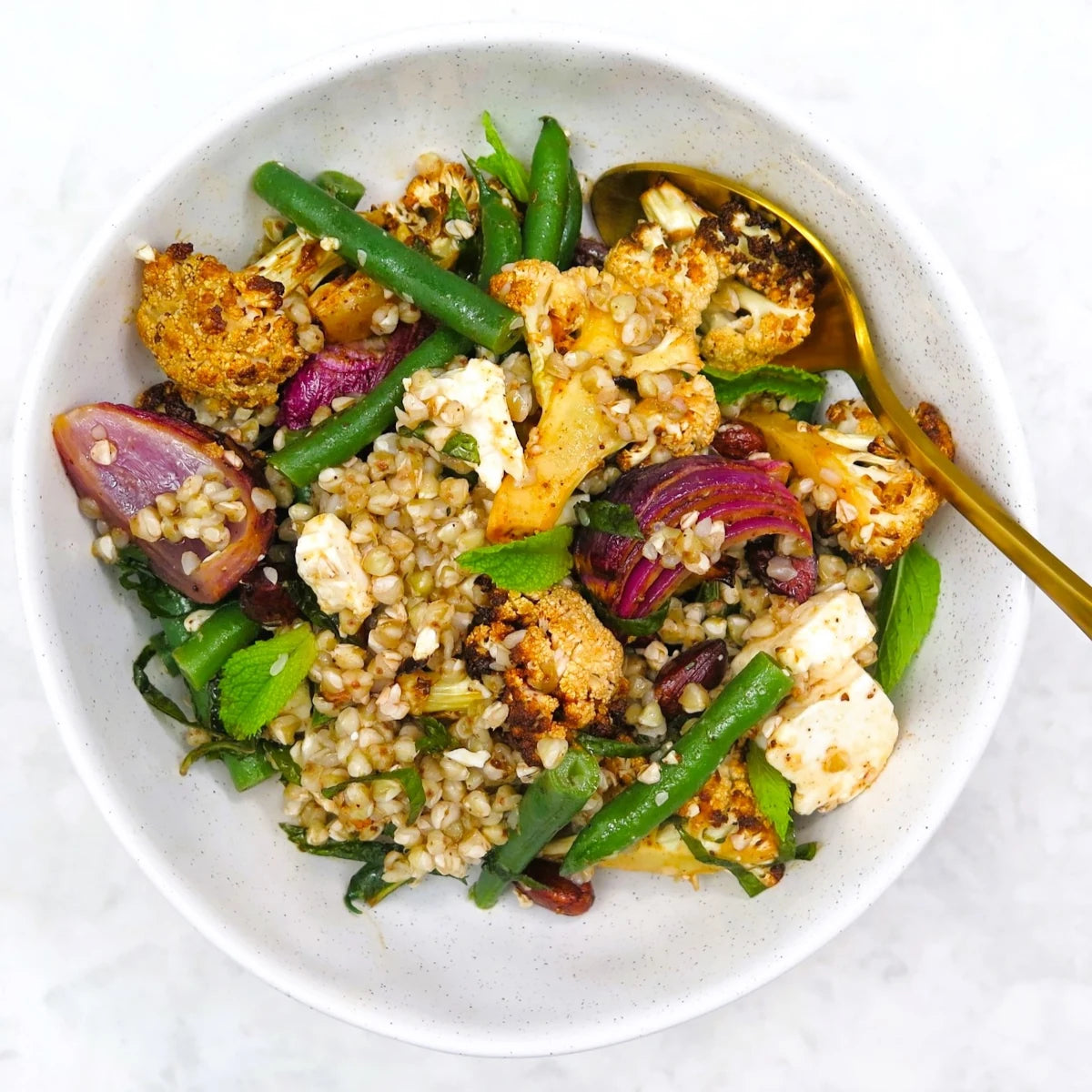 Buckwheat, cauliflower and green bean salad