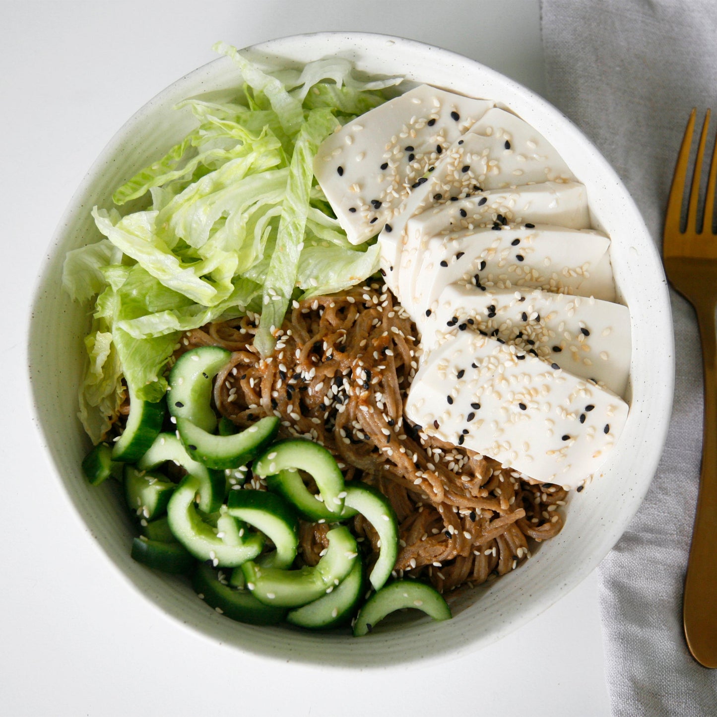 Sesame peanut soba noodles
