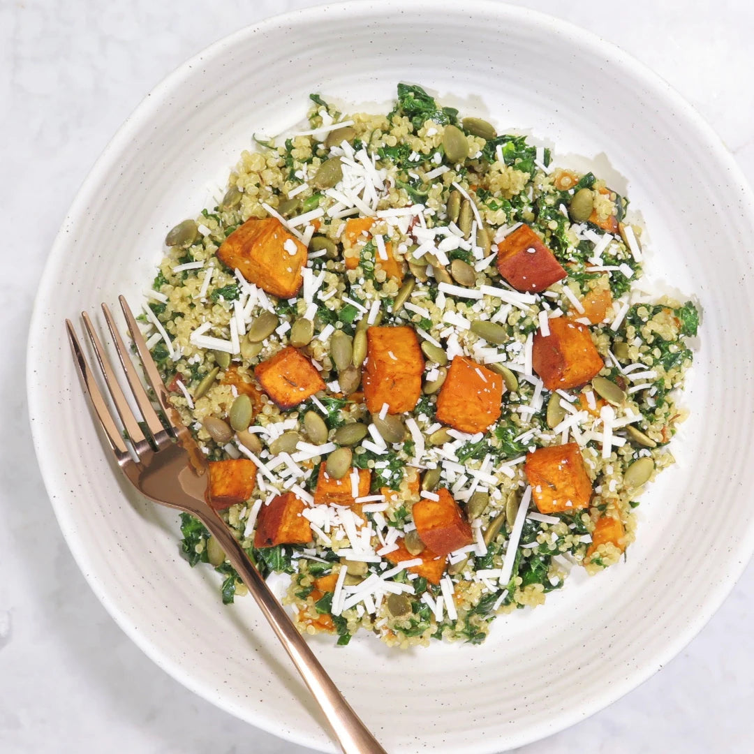 Kale and quinoa Caesar bowl