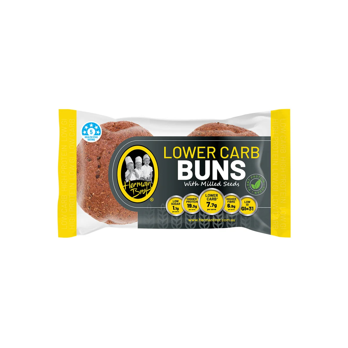 Herman Brot Lower Carb High Protein Buns (2 pack)