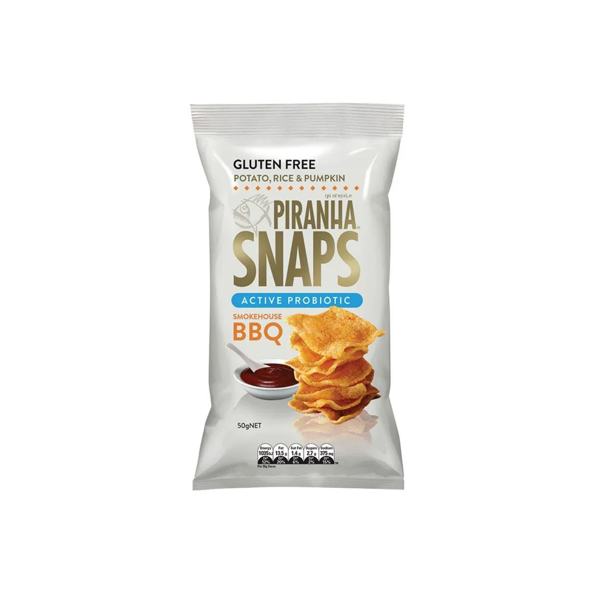 Piranha Snaps Active Probiotic Smokehouse BBQ (50g)