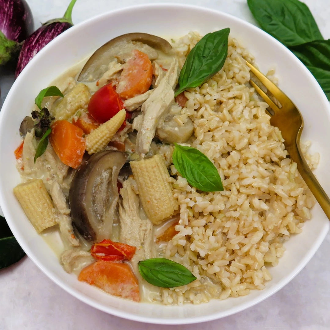 Green Thai chickn and baby eggplant curry with Forever