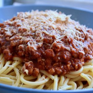 Suzy Spoon's Plant Based Mince in Bolognese Sauce